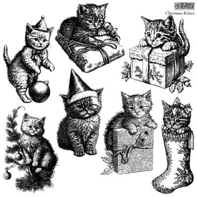 IOD Christmas Kitties Stamp, IOD, IOD Stamp, Kitties, cat, Christmas ,retro Christmas
