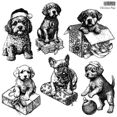 IOD Christmas Puppies Stamp, IOD, IOD Stamp, dog, puppy, Christmas ,retro Christmas