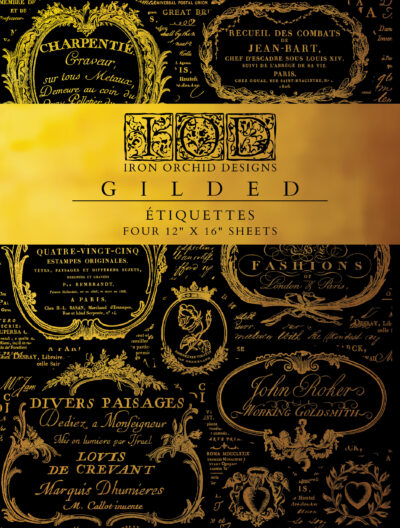 Gilded, IOD. Foil, transfer, etiquettes