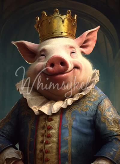 King Porkton, Whimsykel Designs, decoupage paper, pig