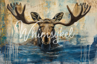 Morning Dip, Whimsykel Designs, Decoupage Paper, Moose