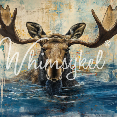 Morning Dip, Whimsykel Designs, Decoupage Paper, Moose