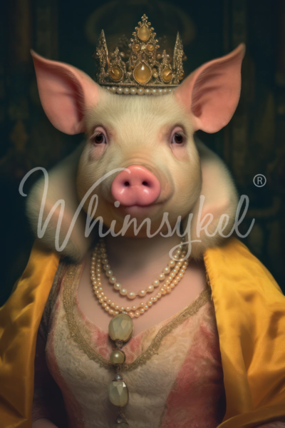 Princess Porkington, Whimsykel Designs, Decoupage Paper, pig