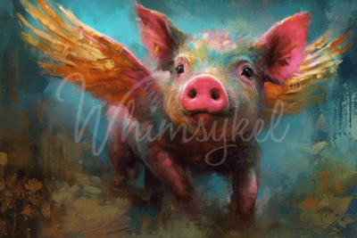 Pigasus, Whimsykel Designs, Decoupage Paper, pig, wings, pig with wings