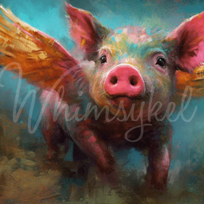 Pigasus, Whimsykel Designs, Decoupage Paper, pig, wings, pig with wings