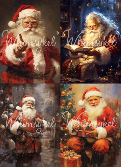 Vintage Santas, Whimsykel Designs, Decoupage Paper, Christmas, Santa