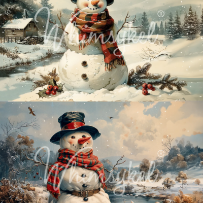 Snowman Duo, Whimsykel Designs, Decoupage Paper, snowman, winter, Christmas