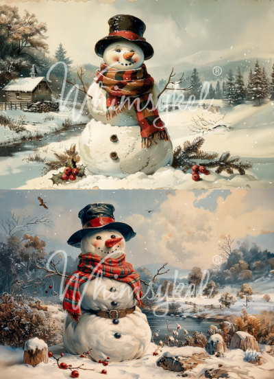 Snowman Duo, Whimsykel Designs, Decoupage Paper, snowman, winter, Christmas