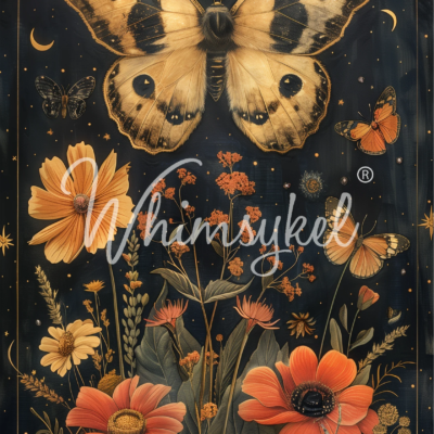 Midnight Moth,Whimsykel Designs, Decoupage Paper, moth