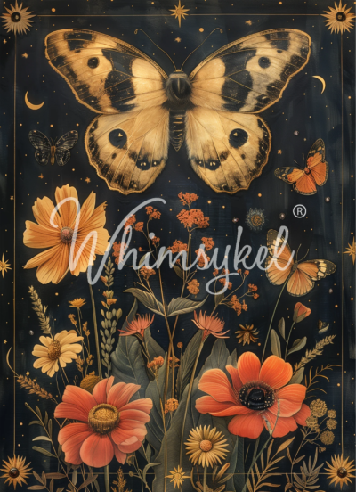 Midnight Moth,Whimsykel Designs, Decoupage Paper, moth