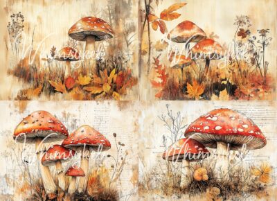 Fall Mushroom, Whimsykel Designs, Decoupage Paper, mushrooms