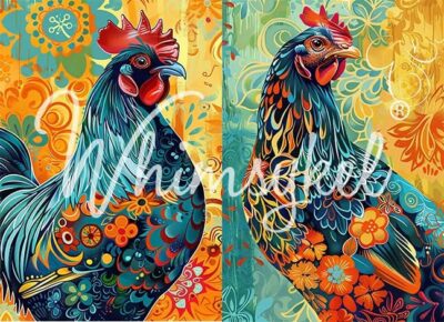 WD Whimsical Roosters