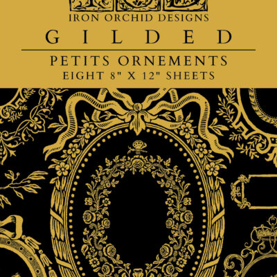 gilded, foil, transfer, iod, petits, ornements