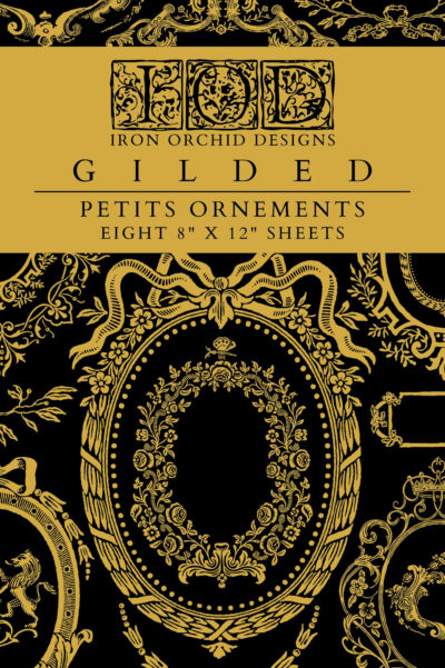 gilded, foil, transfer, iod, petits, ornements