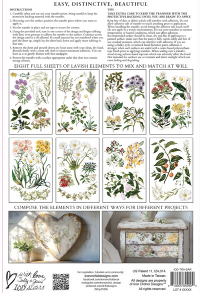 Sarah Felton's botanicals, Botanicals, Transfer, IOD
